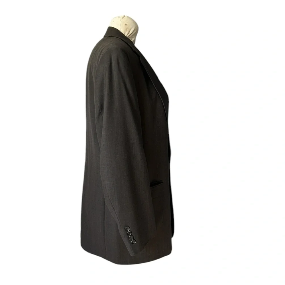 Burberry Brown Plaid Suit Coat Super 100’s Wool‎ Luxury Business Office XXL/48